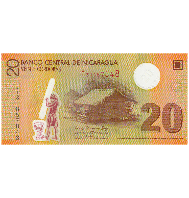 Nicaragua 20 Córdobas 2007 Pick 202a (Polímero)